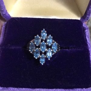 Silver blue aquamarine ring